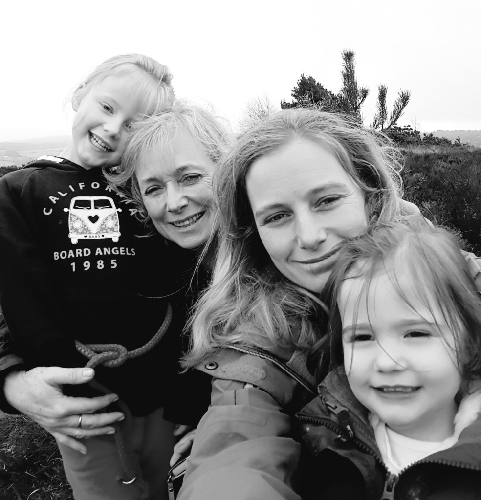 Hannah with her mum and children