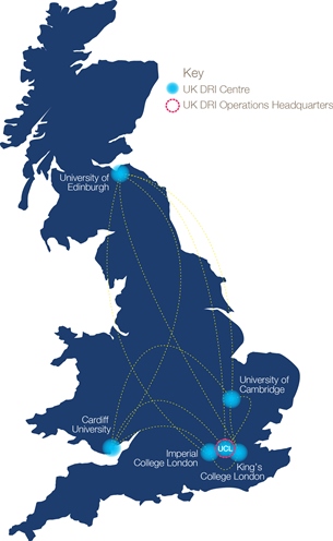 Map of the Dementia Research Institute centres