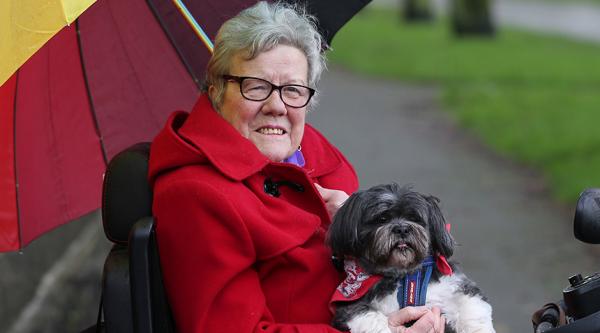 Anne with her dog.