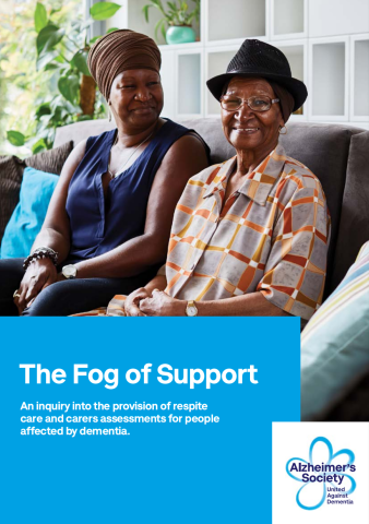 The cover of Alzheimer's Society's The fog of support report