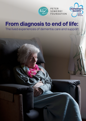 The cover of Alzheimer's Society's From diagnosis to end of life report