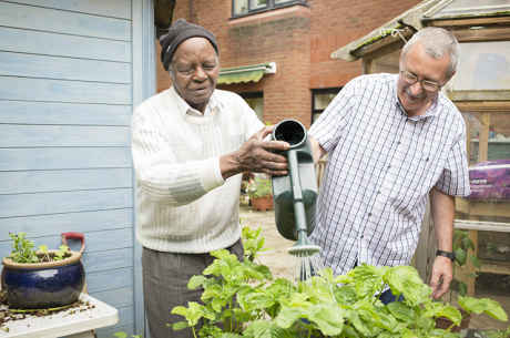 Two men gardening