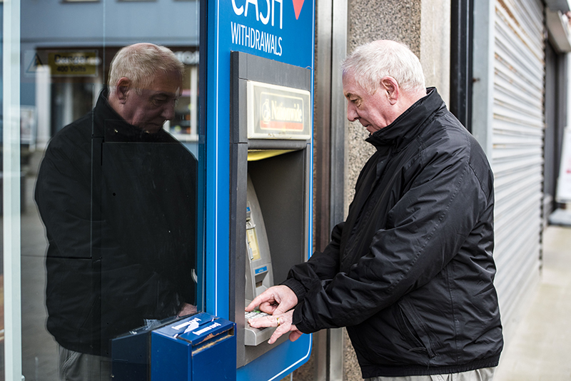 Man at cash point