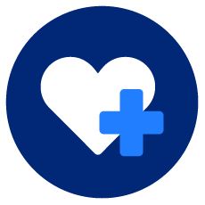 Blue roundel with heart and plus shape