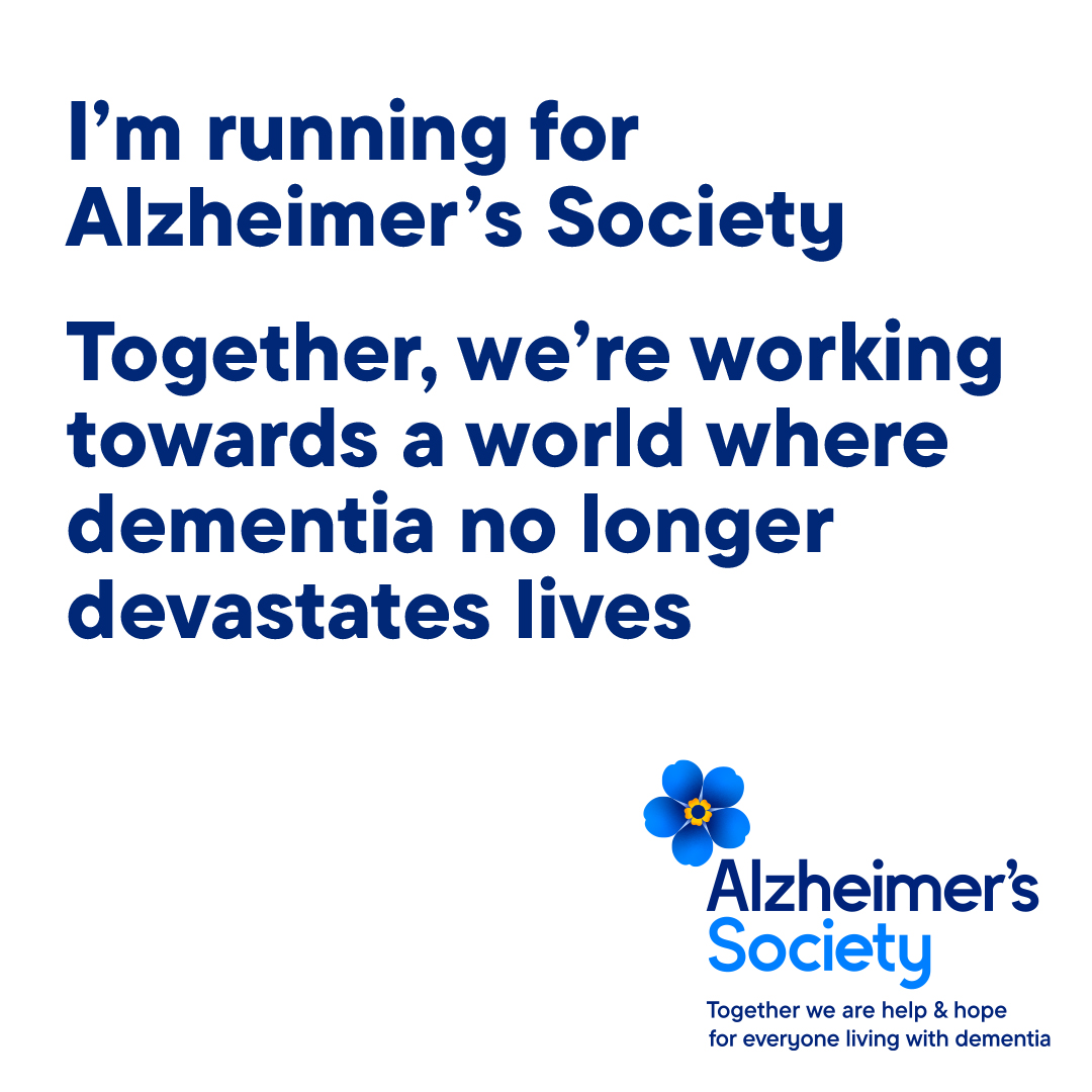 A white background with text saying 'I'm running for Alzheimer's Society'
