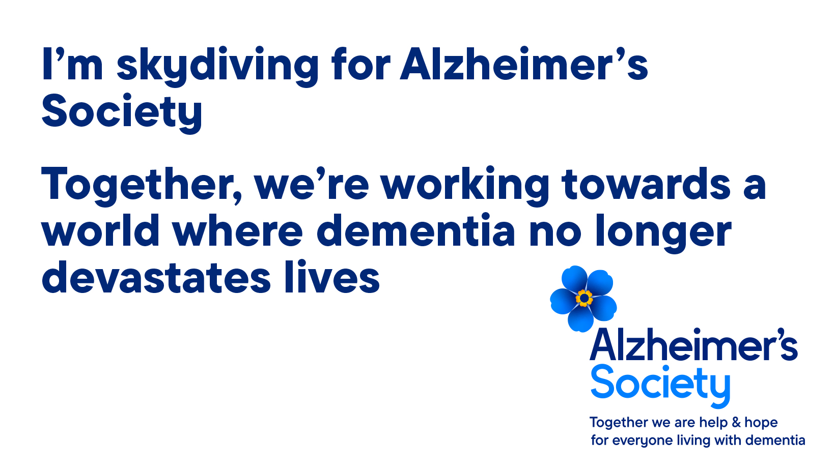 I'm skydiving for Alzheimer's Society banner