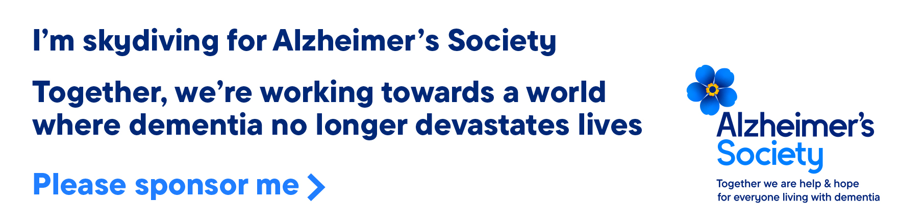 I'm skydiving for Alzheimer's Society banner