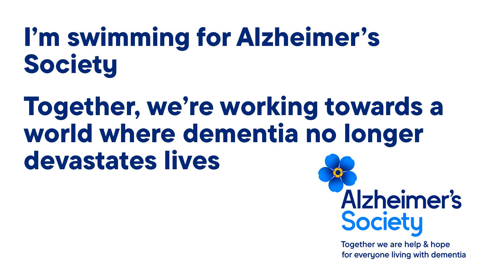 I'm swimming for Alzheimer's Society banner