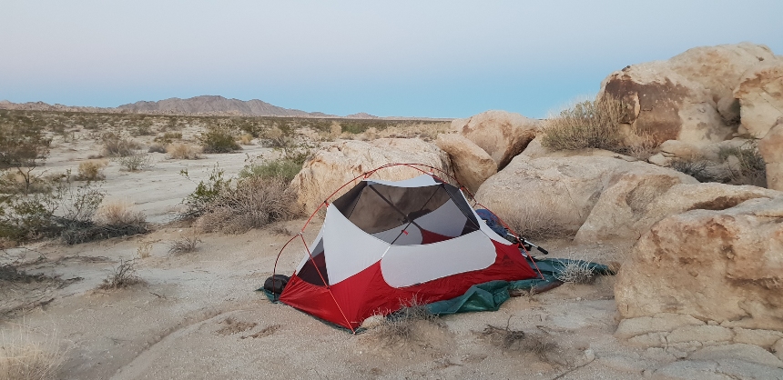 Tom Fremantle's tent in a desert