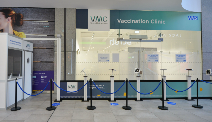 The Covid Vaccination Clinic inside The Beacon - Photo by Eastbourne Herald