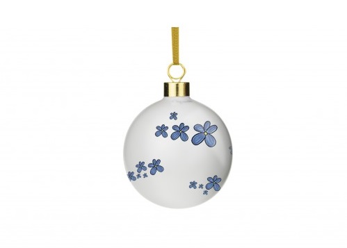 A Christmas bauble with forget-me-not design