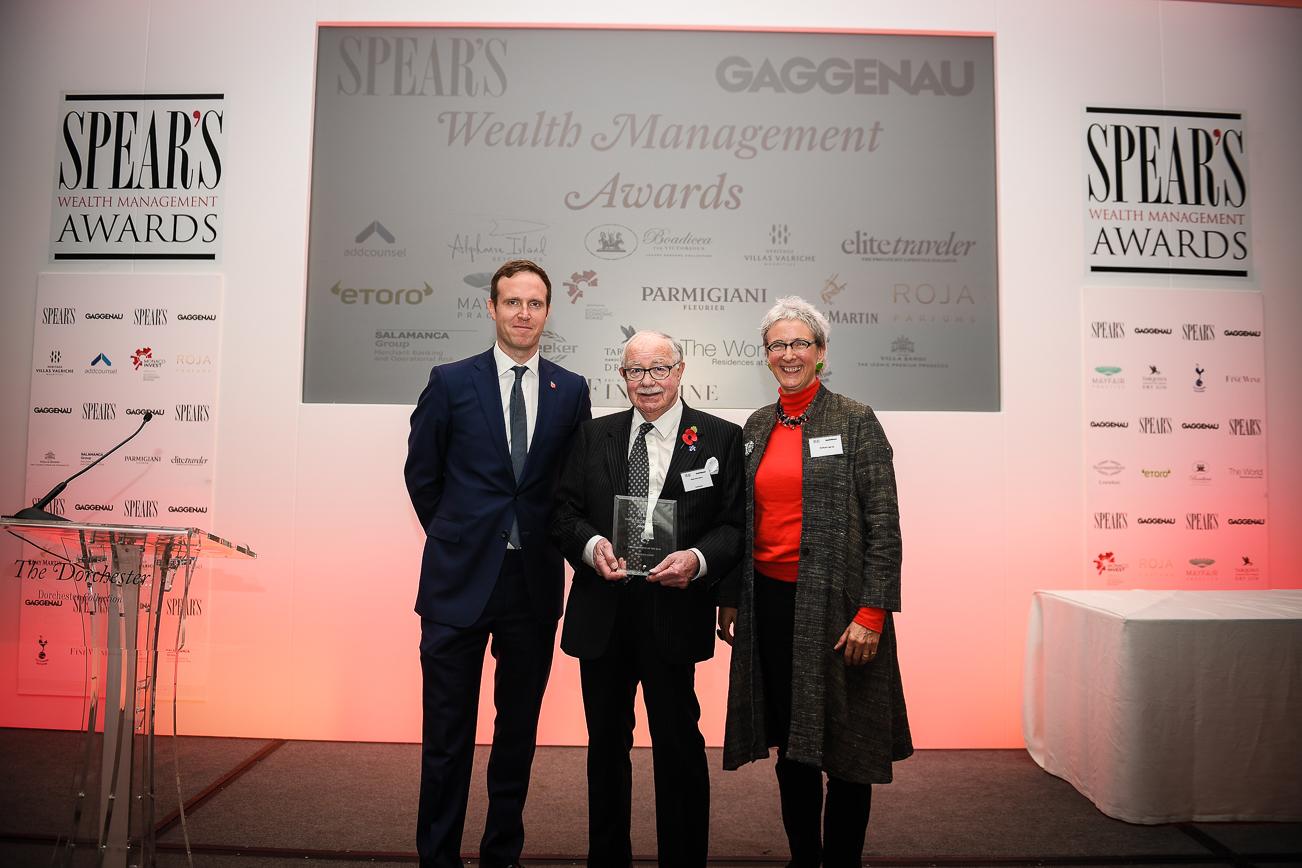 Malcolm Joyce holding the ‘Philanthropist of the Year’ award