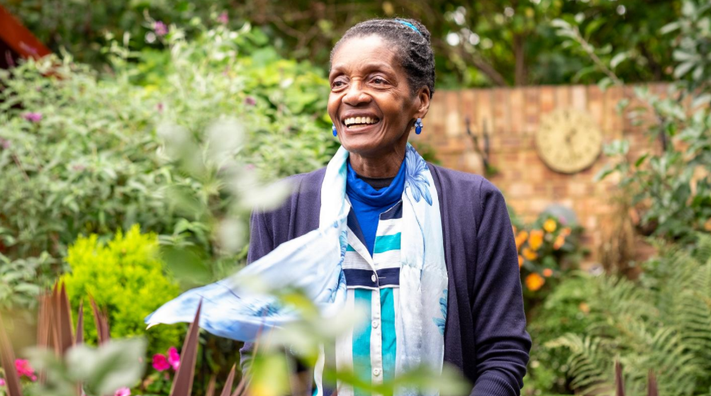 Morcea in her garden