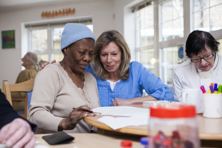 Two women at a dementia service