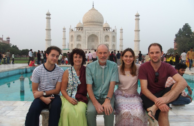 Katherine Gray and family at the Taj Mahal