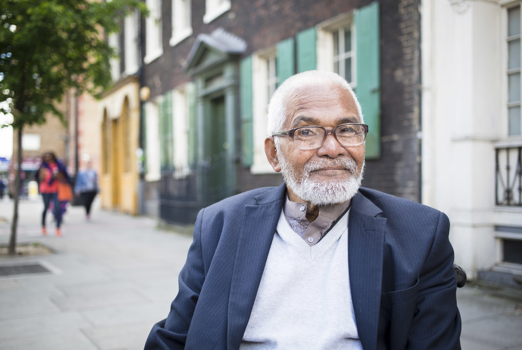 A medium close-up of a man living with dementia