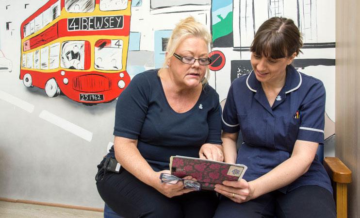 Debra Carberry and Deborah Hammond on Warrington Hospital's Forget Me Not ward.