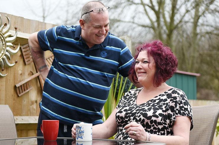 Martin and Victoria Huntley in the garden