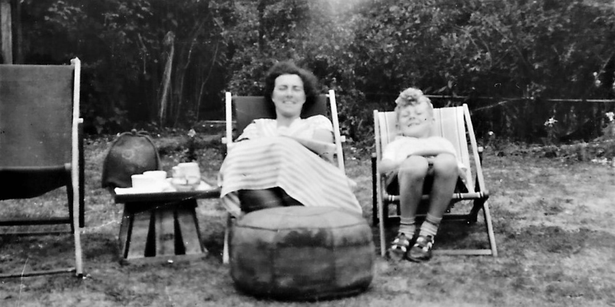 Tony Ward as a child with his mother in deckchairs
