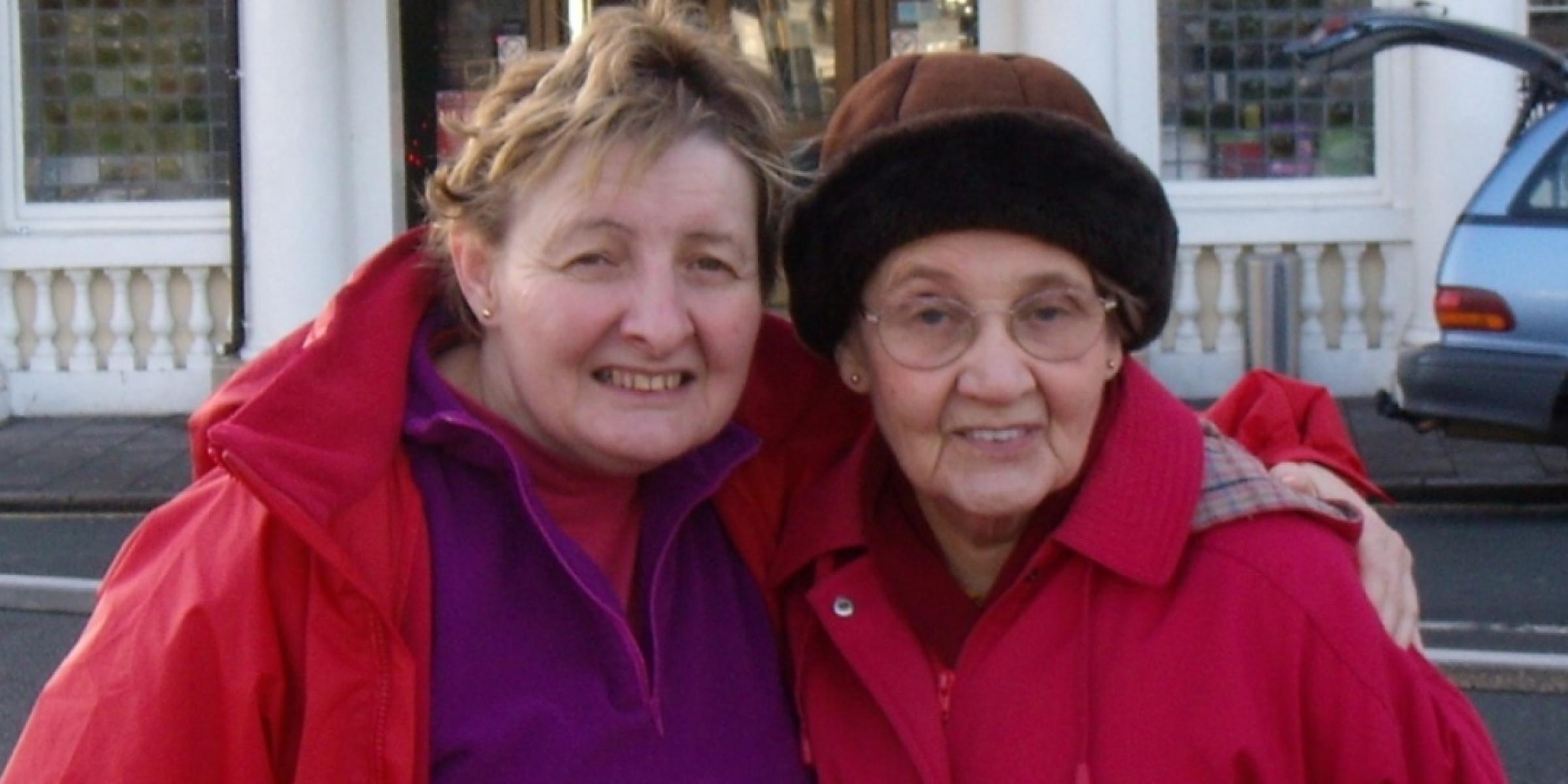 Diane and her mum, Valerie, in Brighton, 2008