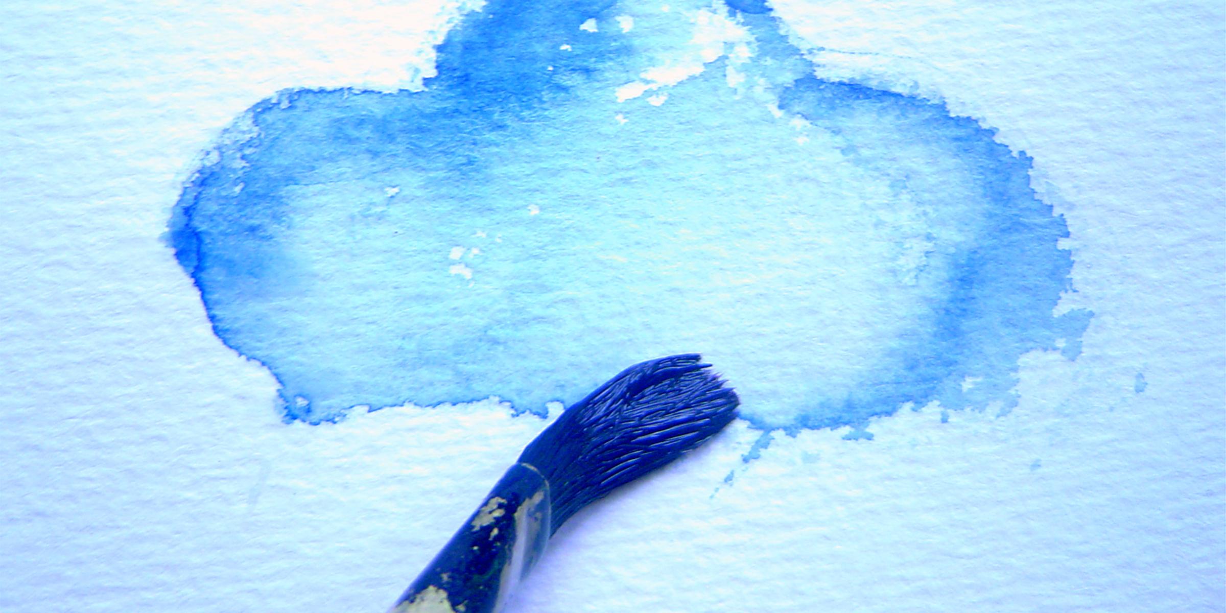A blue cloud being painted