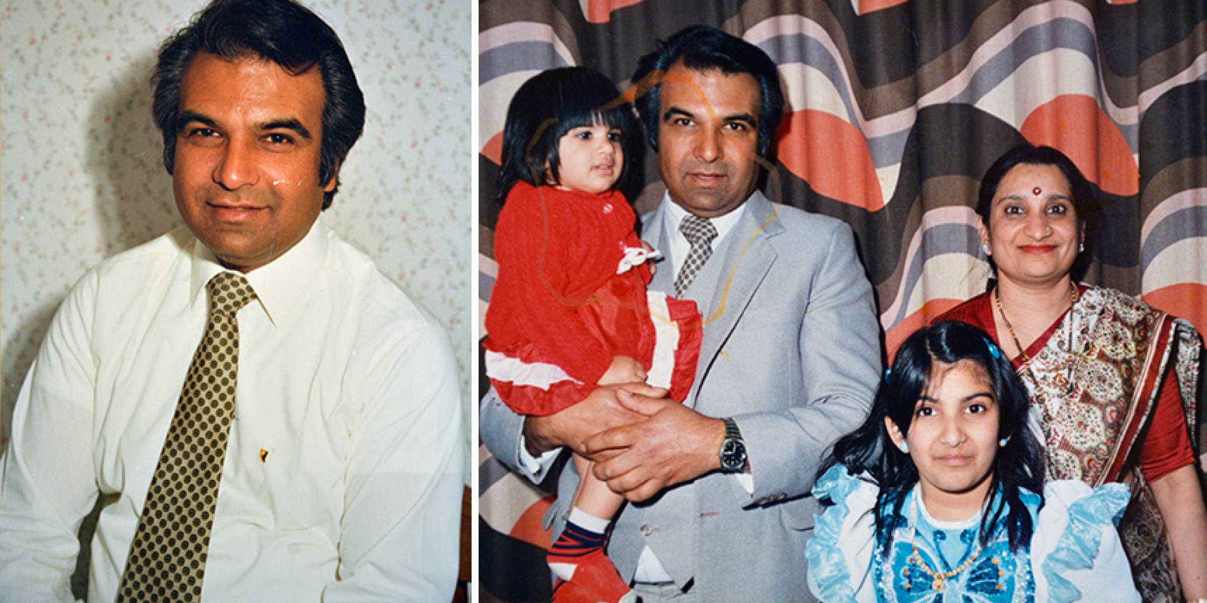Old photographs of Dinesh with his wife and children