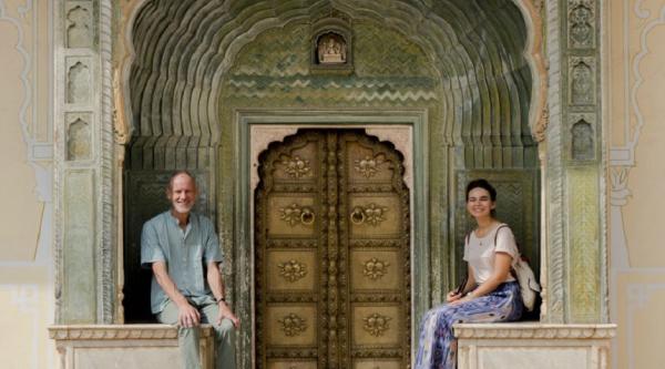 Katherine and her dad in India