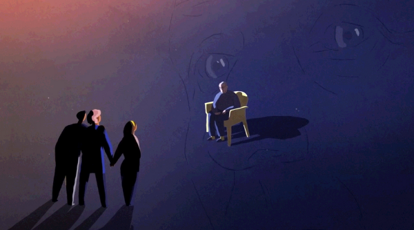 Illustration of a family supporting a person with dementia