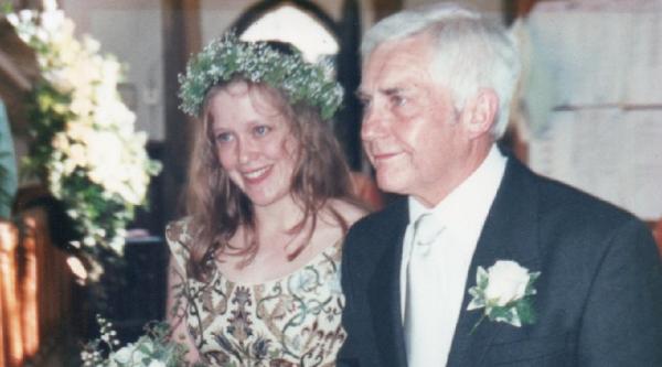 Mandy with her dad on her wedding day