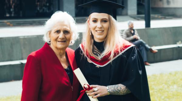 India with her grandmother Brenda on Graduation Day, July 2017 