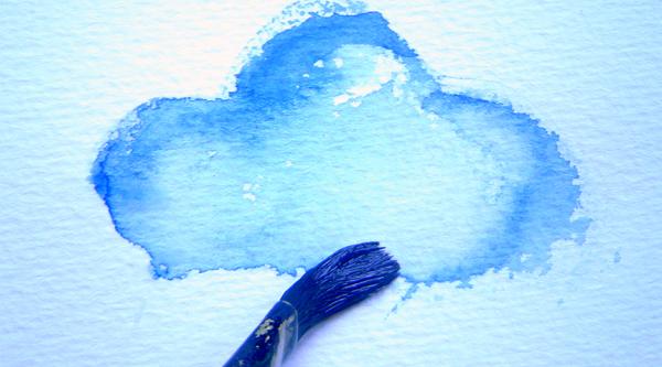 A blue cloud being painted