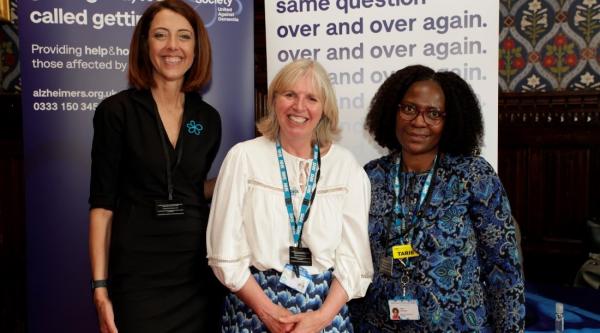 Liz and Tarie with Alzheimer's Society CEO Kate Lee