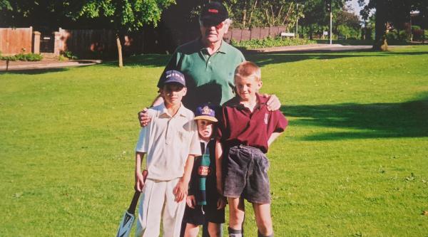 Stan with his three grandsons who are Kent fans