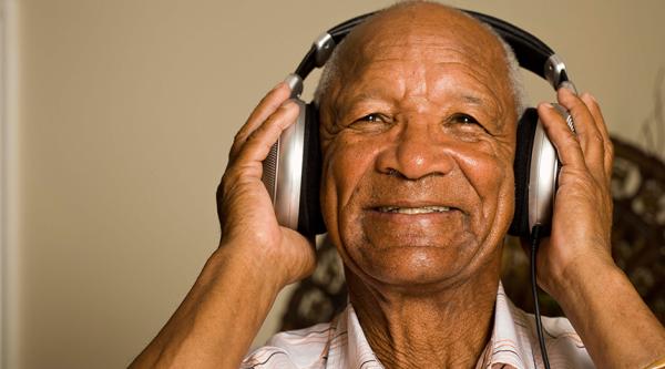 Listening to music on headphones