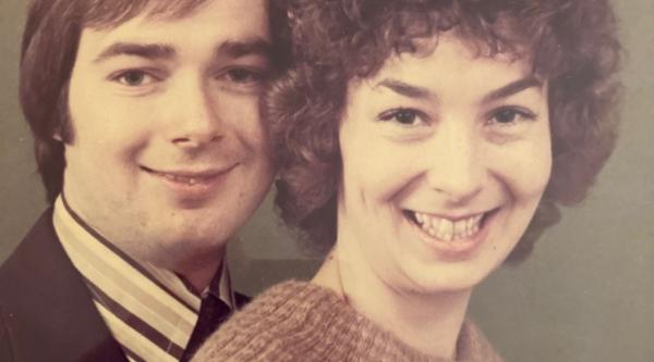 Carol and Stuart Jennings posing for their engagement photograph