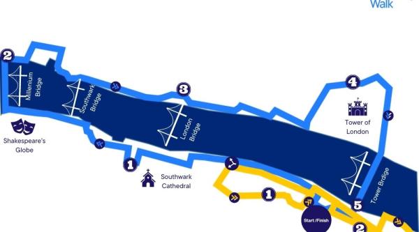 Map showing the route for London Memory Walk