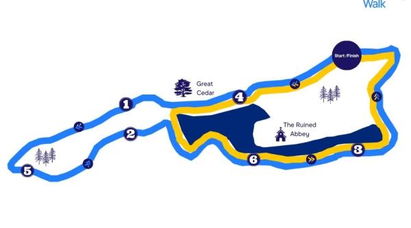 Map showing the route for Surrey Memory Walk