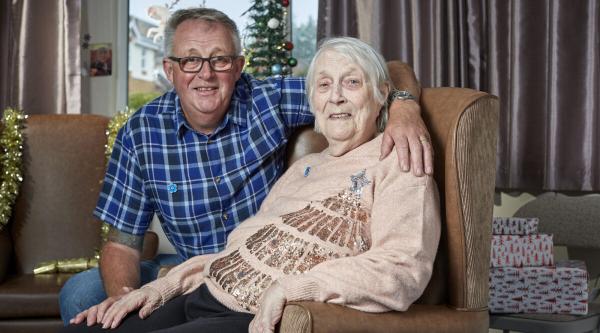 Dementia Christmas blog service users Peter and Doreen on a sofa