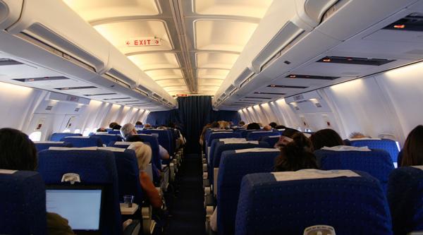 Inside an airplane