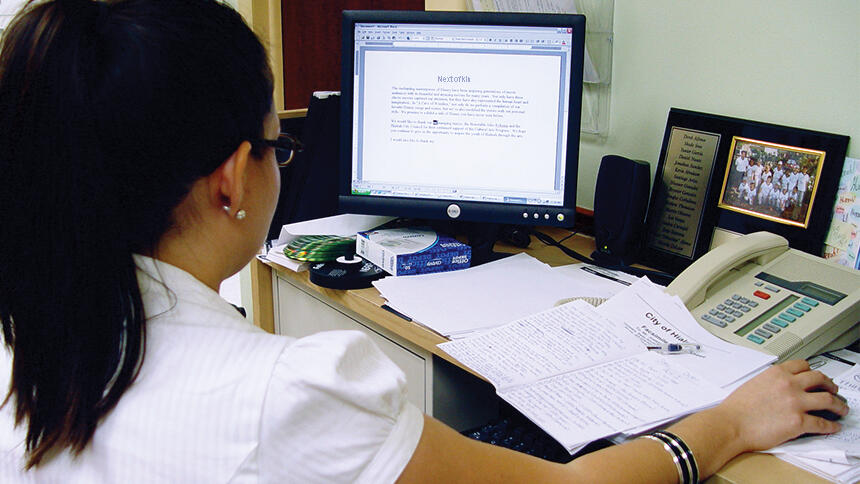 A woman at her computer
