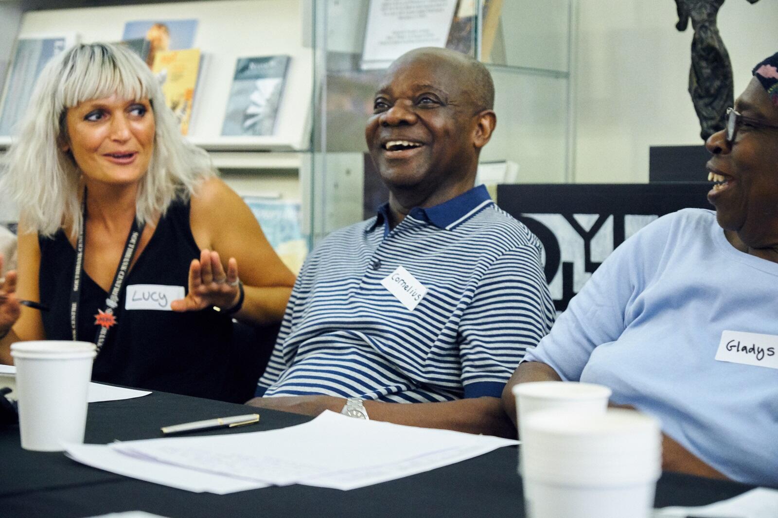 People affected by dementia enjoying the poetry workshop