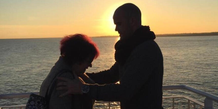 Neil with his mum Yvonne at sunset