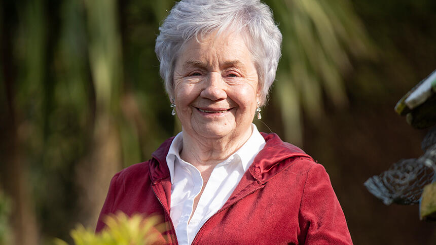 Celine Quinn in her garden