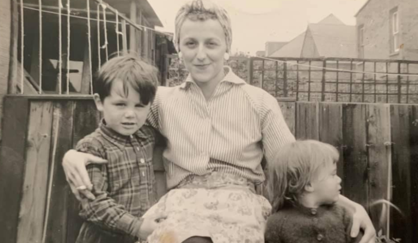 An old photo of Julie's mum, Eileen, with two of her children