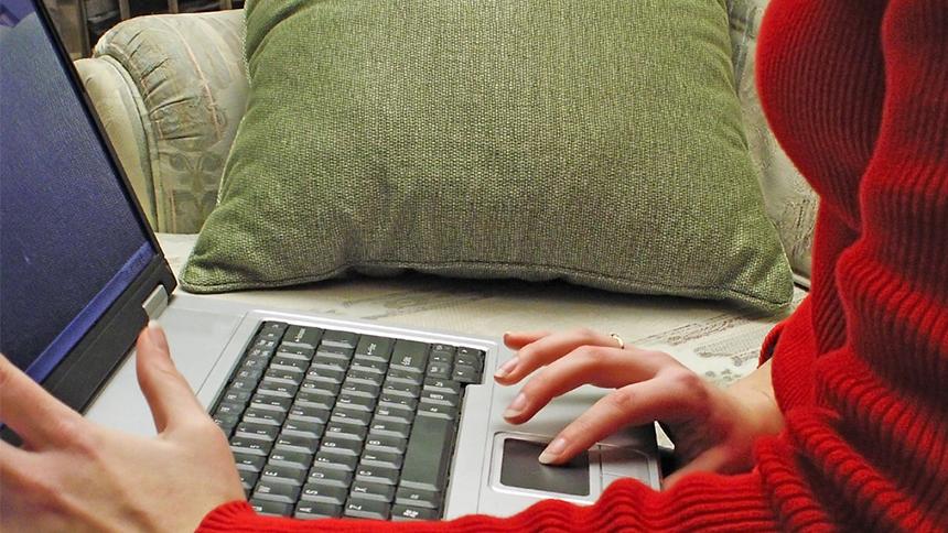 Using a laptop at home