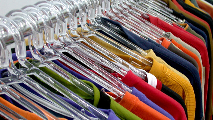 Clothes on a shop rail