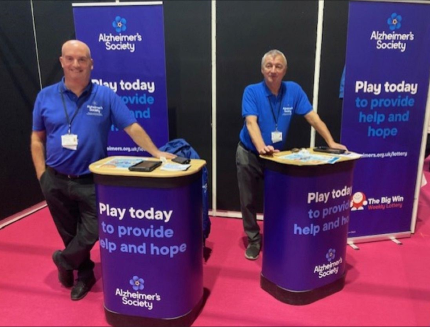 Two of our Alzheimer's society fundraisers, Stuart and Neil, on location. 