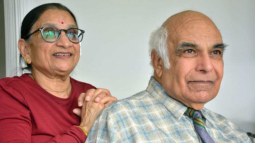 Dinesh Gohil with his wife, Rasila