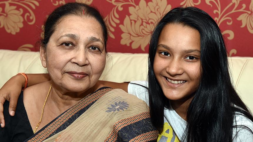 Anima Bhuiya with her grandaughter Sanjana.
