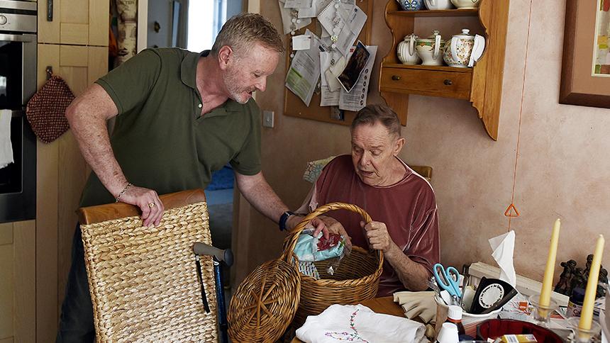 A homecare worker supporting a person with dementia